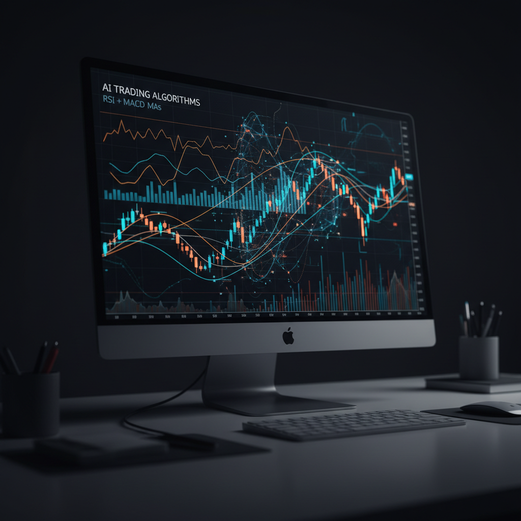 Technical indicator charts for AI trading prompts showing RSI and MACD