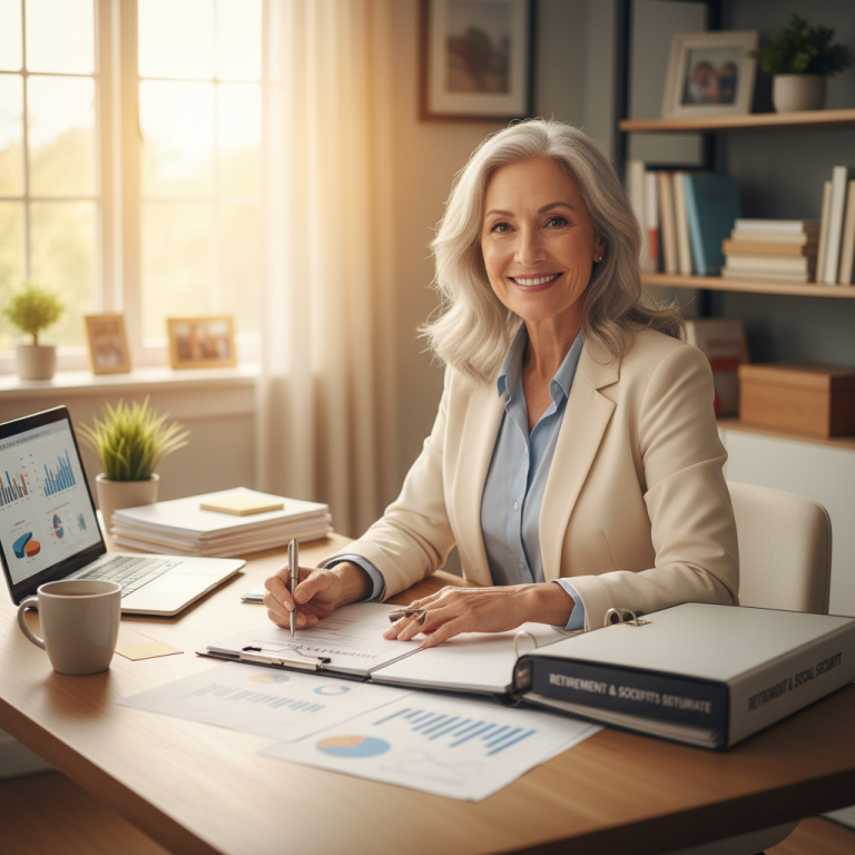 Widowed woman planning Social Security and retirement finances